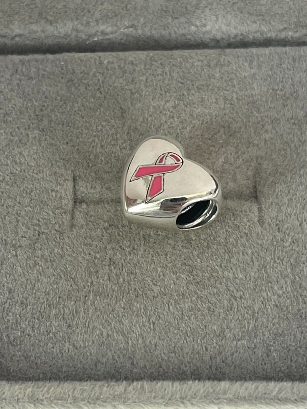 Pandora Ribbon Charm Hope Charm Pink Ribbon Charm Heart Charm Breast Cancer